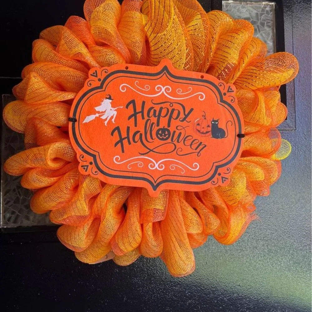 Handmade wreath! Deco-mesh! Halloween!